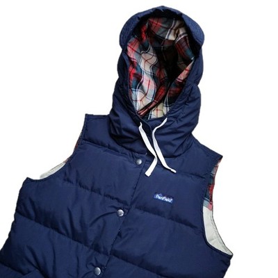 Madewell X Penfield Lucedale Down Puffer Vest With Hood Womens Medium Navy Blue