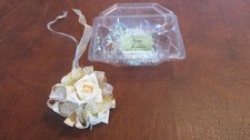 White Rose Wrist Corsage with Ribbon Jewel Bracelet Everlast Now  Forever