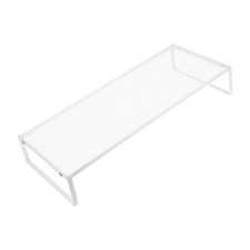 Table Laptop Stand White for Home Use with Monitor Riser and Storage Space