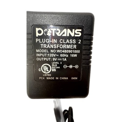 Potrans 9V 1A AC Power Adapter Plug-In Class 2 Transformer WD4809