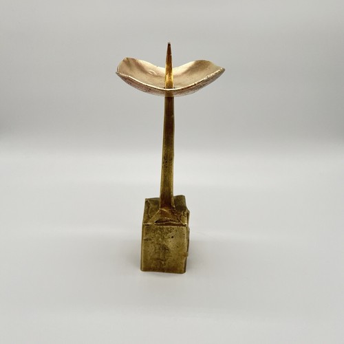 Brutalismus Metall Kerzenhalter Kerzenständer Mid Century Vintage Bronze Gold - Bild 11 von 17
