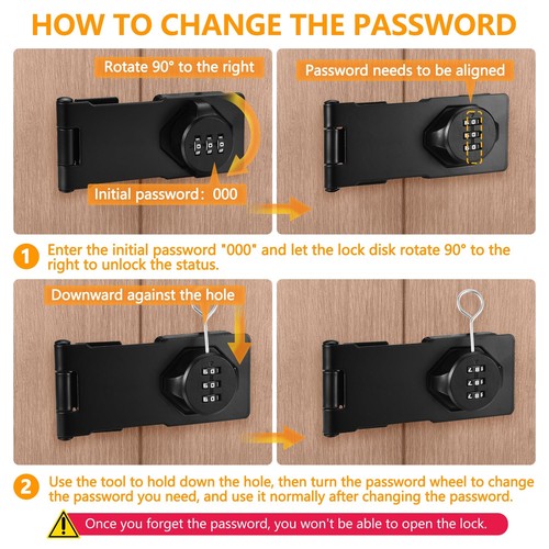 3-Digit Password Code Household Cabinet Combination Lock Keyless Hasp Door Se... - Picture 6 of 6