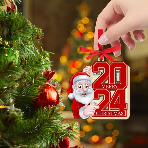 Santa Ornament, Wood Ornament, 2024 Christmas Accessories,Money holder Ornament - Picture 4 of 7