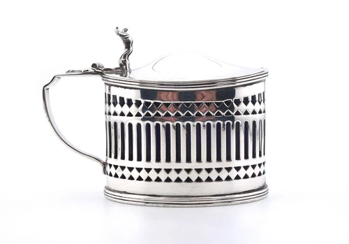 Antique Sterling Silver Mustard Pot Pierced Stokes & Ireland Ltd Chester 1912