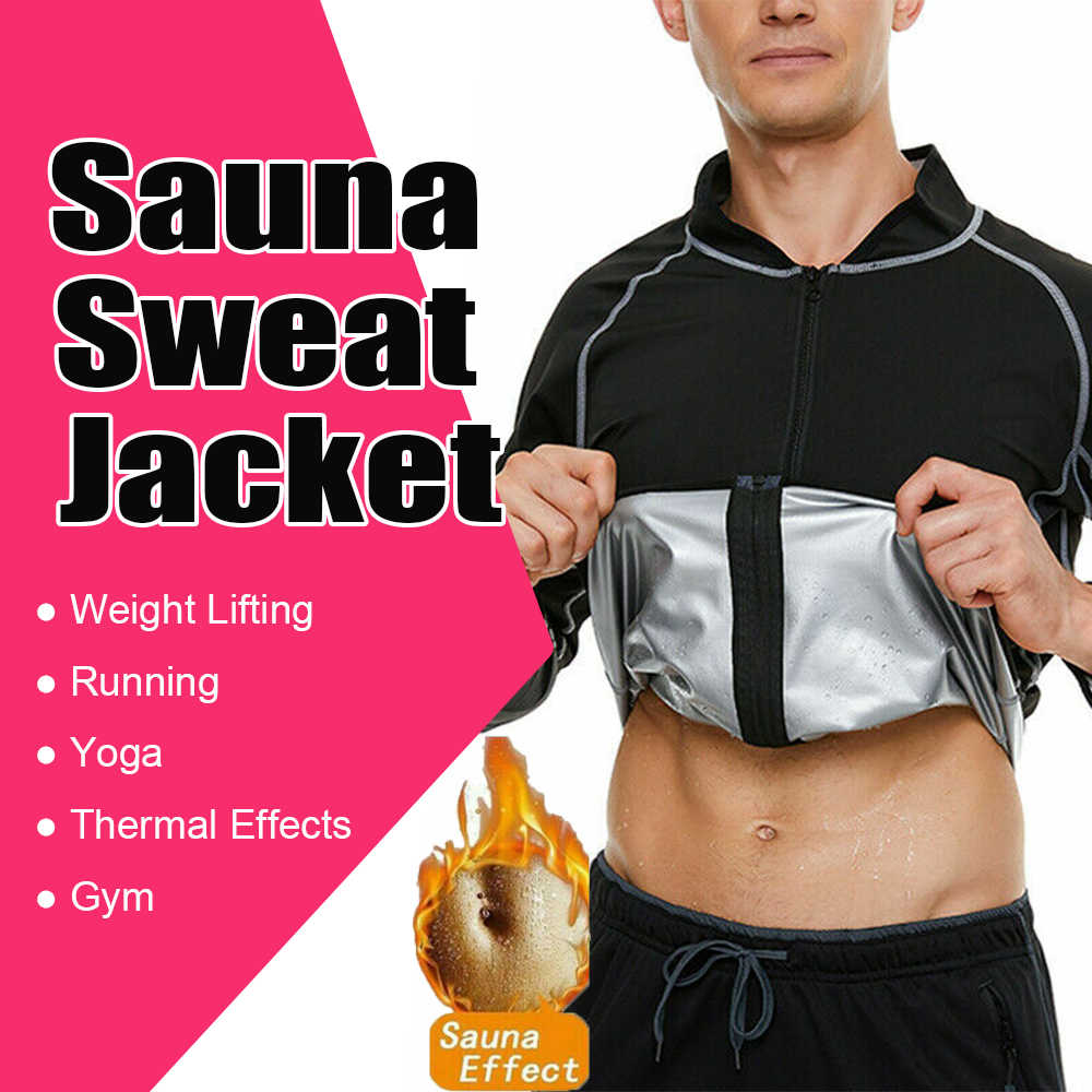 Sweat Sauna Jacket Long Sleeve Zipper Sweat Top Gym Fitness Slimming Sauna  Shirt