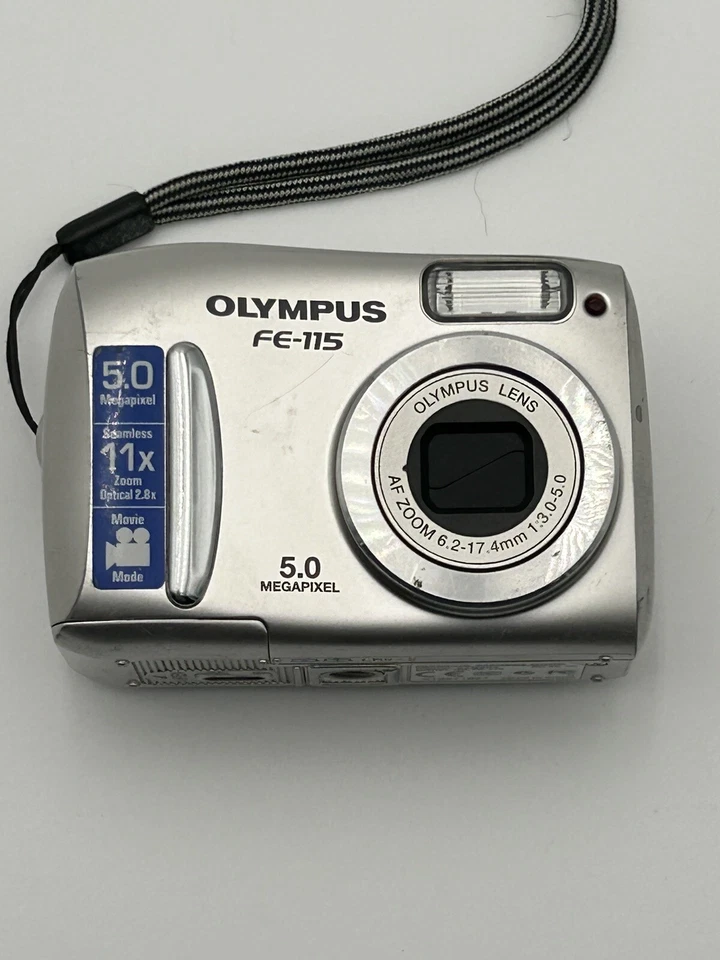 Olympus FE FE-115 5.0MP Digital Camera Silver TESTED Working W/Issues FOR PARTS - Image 2 of 4