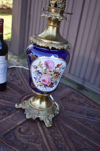 Antique vieux paris porcelain hand paint decors oil lamp electrified - Picture 8 of 10