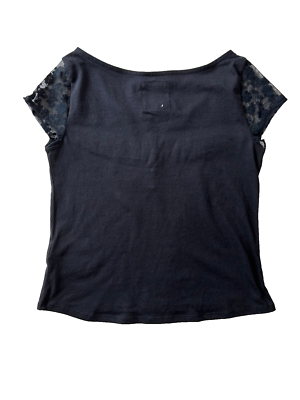 Hollister Womens Vintage Black Blouse Floral Top Lace Tee XS NWT