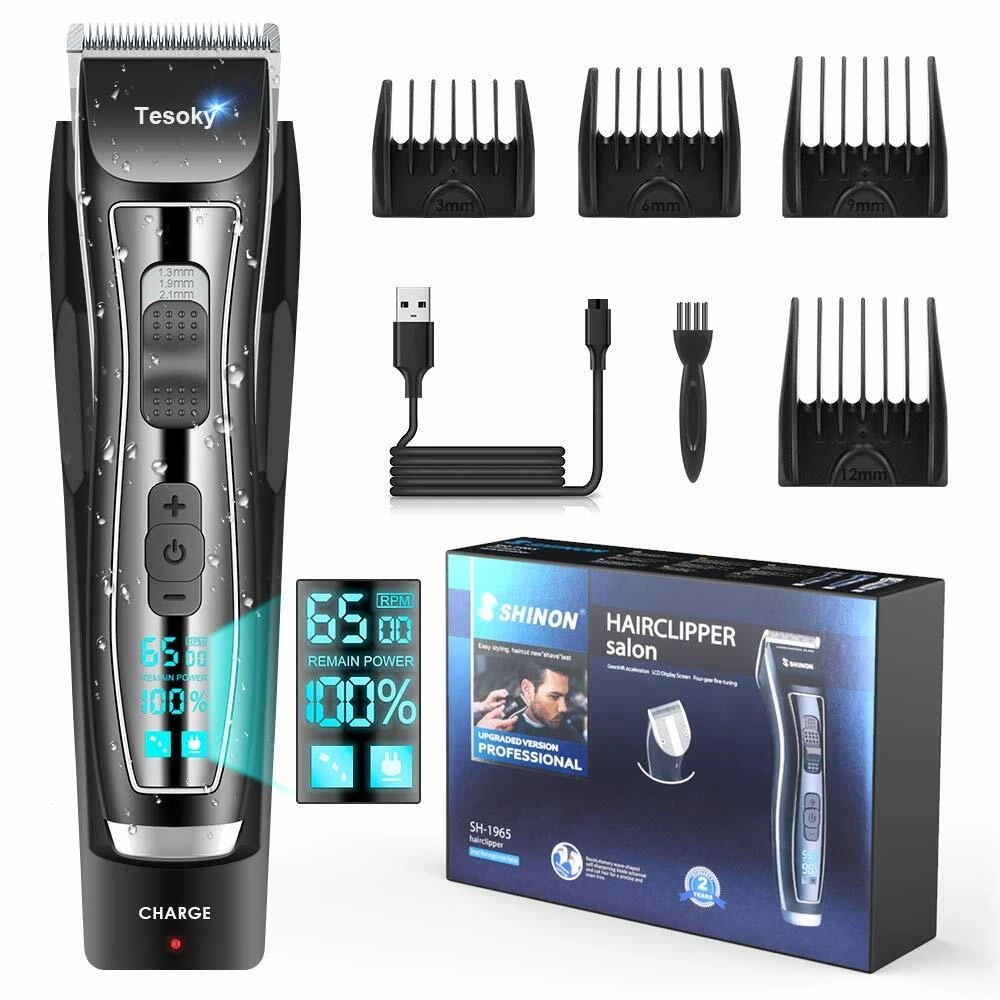 shinon Waterproof Professional Hair Clipper for Men with LED