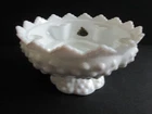vtg Fenton white hobnail milk glass 6 candle holder centerpiece bowl w/ label