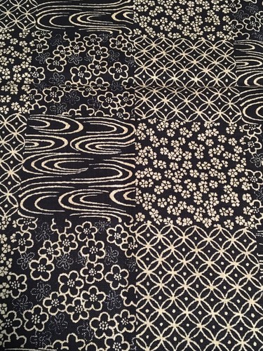 1/2 Yard Black & White Floral Geometric Panel Fabric 43" x 18 1/2" - Picture 6 of 13