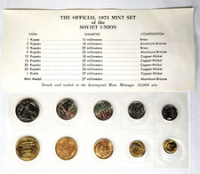 1973 RUSSIA USSR SOVIET UNION - OFFICIAL LENINGRAD MINT PROOF LIKE SET (9) w COA