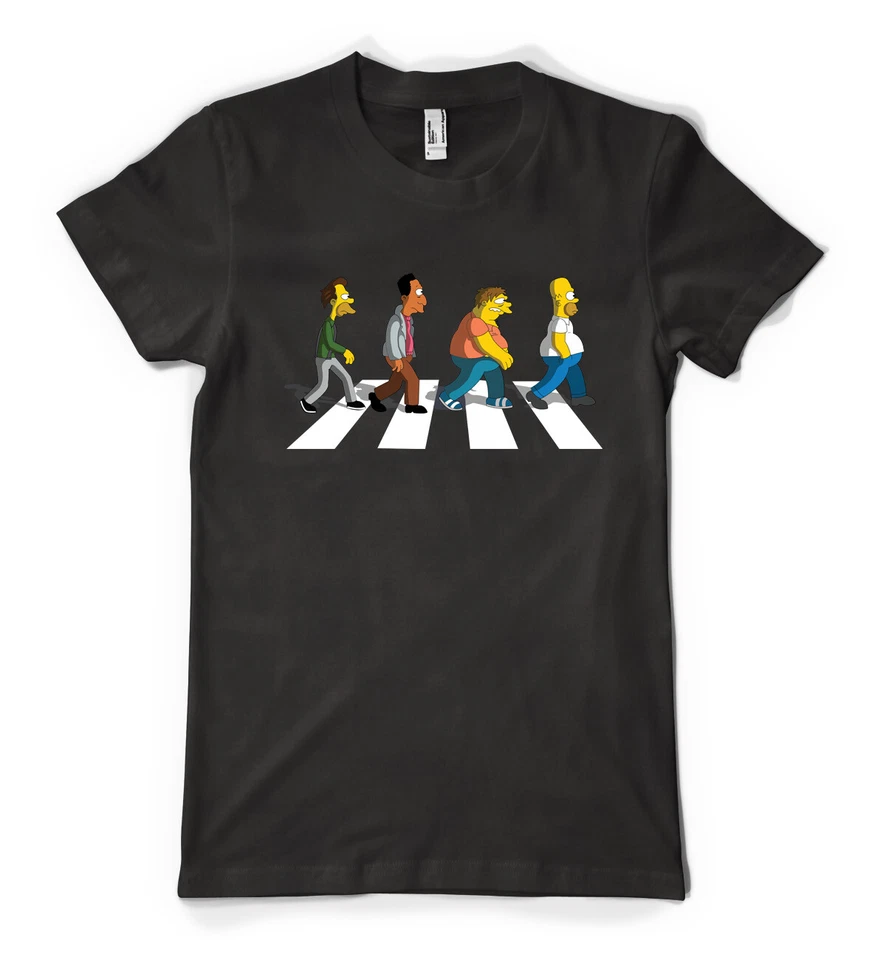 Cartoon Simpson Crossing Abbey Road Personalised Unisex Adult T Shirt - Image 2 of 4