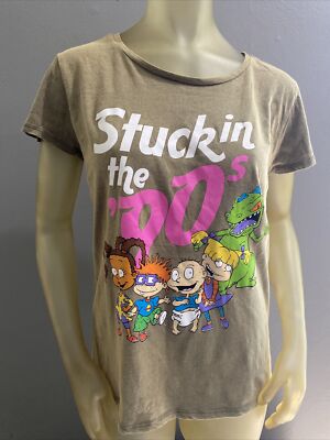 Stuck In The  90s Nickelodeon Rugrats Distressed Retro Juniors Tee