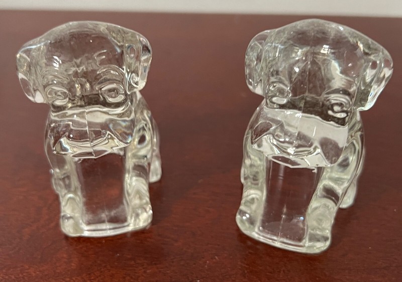 Hollow Clear Glass Dog Figurine Set of 2
