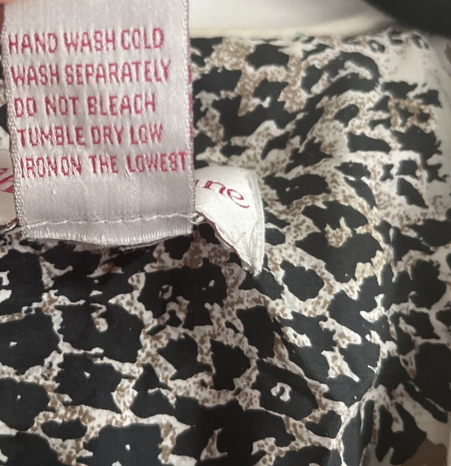 Chaqueta acolchada vintage Rhoda Lynne S frente abierto seda boho animal estampado fiesta Foto 4 de 4