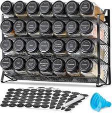 Spice Rack Organizer for Cabinet, Spice Organizer with 28 Empty Spice Jars with