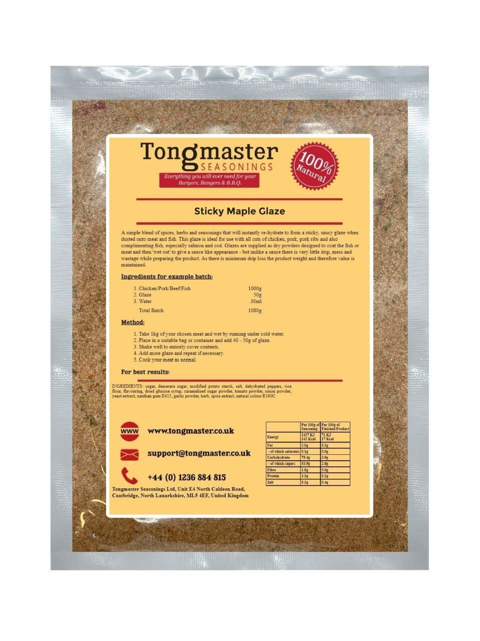 Sticky Maple Glaze - Meat Rub - 200g (Gluten Free)