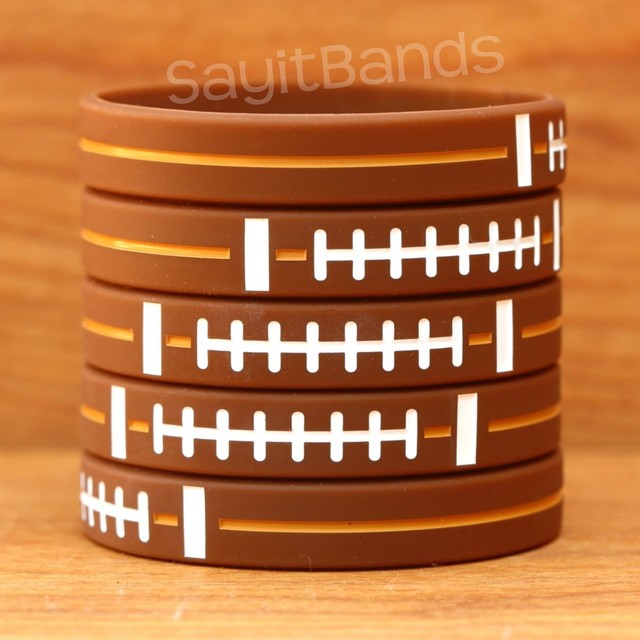 Set of FOOTBALL Thread Silicone Wristbands Wholesale Wrist Band Bracelet Lot eBay