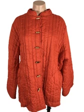 Quilted Sun n Sand Women's Orange Jacket Coat Vintage 1970s Toggle Buttons