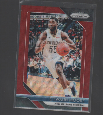E'TWAUN MOORE  2018-19 PANINI PRIZM RED RUBY WAVE PRIZMS CARD #147
