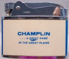 Vintage-XXXRARE-"Champlin" Gas and Oil flat advertising lighter C@@L L@@K
