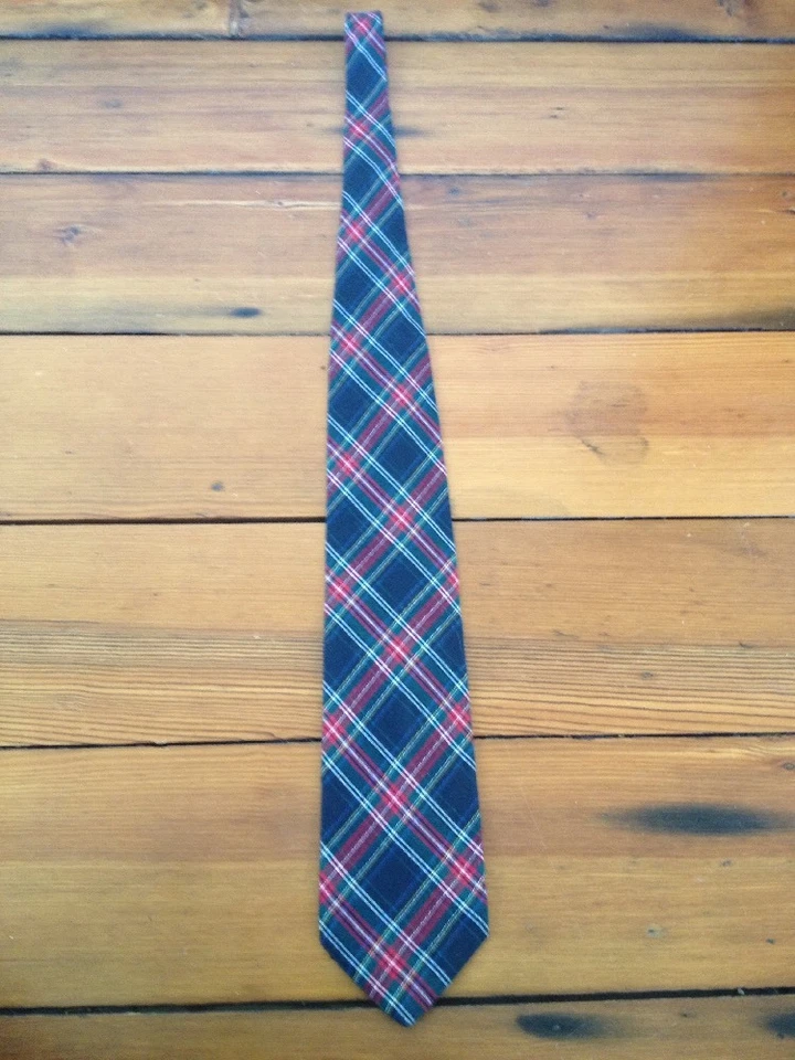 Corbata clásica a cuadros escocesa tartán 100 % algodón hecha en EE. UU. BAJO de colección 3,75" de ancho Foto 4 de 4