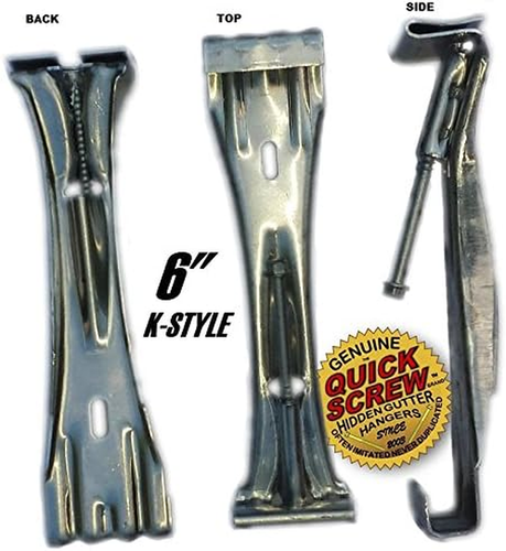 Quick Screw 6" Inch Aluminum Hidden Rain Gutter Bracket Hook Clip Style Hangers - Picture 3 of 12