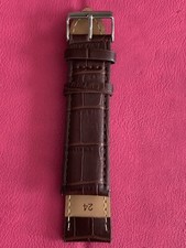 Genuine Brown Leather Replacement 24 mmWatch Band, Croc Embossed