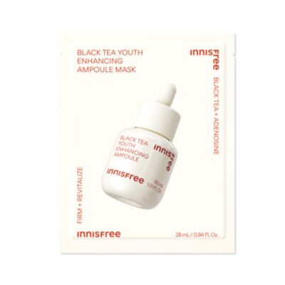 [INNISFREE] Black Tea Youth Enhancing Ampoule Mask - 1pcs (2023 New) / Free Gift