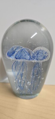 M Design Art 7'' Huge Unique Jellyfishs 3 heads Sculpture Sapphire - Quality