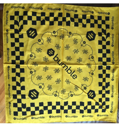 (10) BUMBLE DATING APP Bandana /Scarf/Mask/Handkerchief Yellow & Black NEW