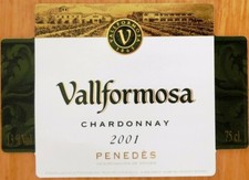 etiquetas vinos ESPAÑA VALLFORMOSA Chardonnay 2001  wine labels