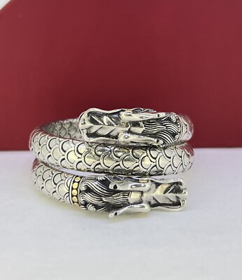 【CTHY】LAYERD DELTA BANGLE silver925 Estate John Hardy Sterling Silver & 18k Gold Double Naga Dragon