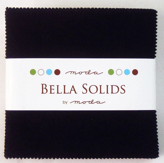 Bella Solids Black Moda Charm Pack 42 5 inch 100% Cotton Precut Quilt Squares - Image 2 of 3