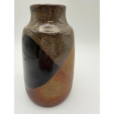 Vintage Studio Art Pottery Vase Brown Earth Tone Drip Glaze Stoneware MCM 5.5''