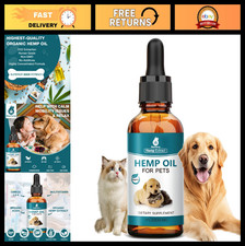 Pet Hemp Oil for Dogs Cats - Anxiety Relief, Joint Pain, Calming Drops, Organi