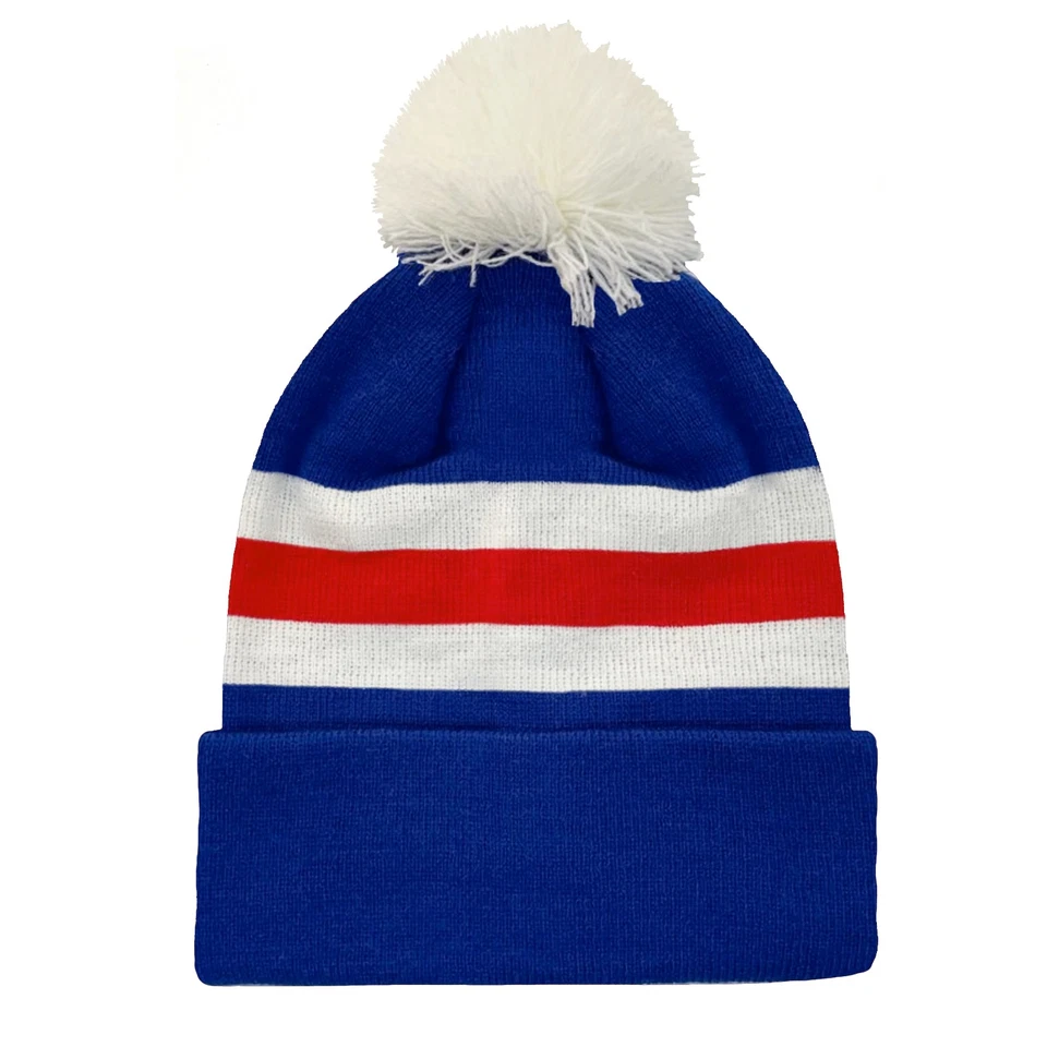 Fan Originals Retro Football Knitted Hat in Rangers Colours Blue White Red