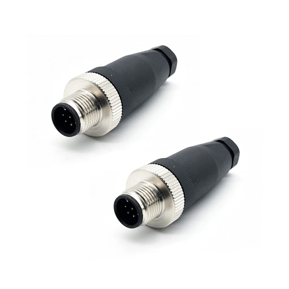 FOWIUNYE 2Pcs M12 8 Pin Male Connector, 12mm Industrial Circular black