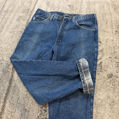 Carhartt Jeans Flannel Lined Mens 32x30 Blue Denim B172 Outdoor Workwear Relaxed