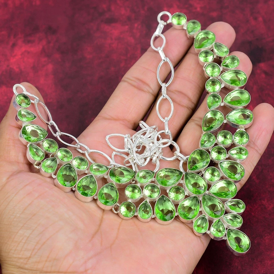 Beautiful Tsavorite Gemstone 925 Sterling Silver Necklace Jewelry Wadding Gift - Image 2 of 4