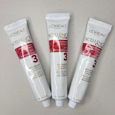 Lot of 3 L'Oreal Excellence Creme #3 Conditioning Hair Treatment 1.6 fl. oz. ea