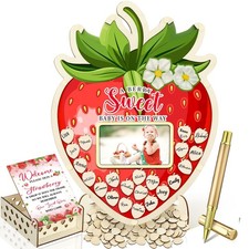 Wenqik 63 Pcs Strawberry Baby Shower Guest Book Alternatives Set Multicolour 