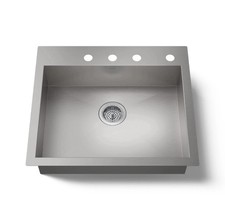 KOHLER Vault 25" Single Basin Sink Stainless Steel K-3894-4-NA