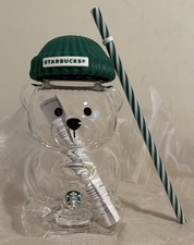 Starbucks Bearista Bear Glass Jar Cold Cup & Straw AUTHENTIC STARBUCKS FOR LIFE