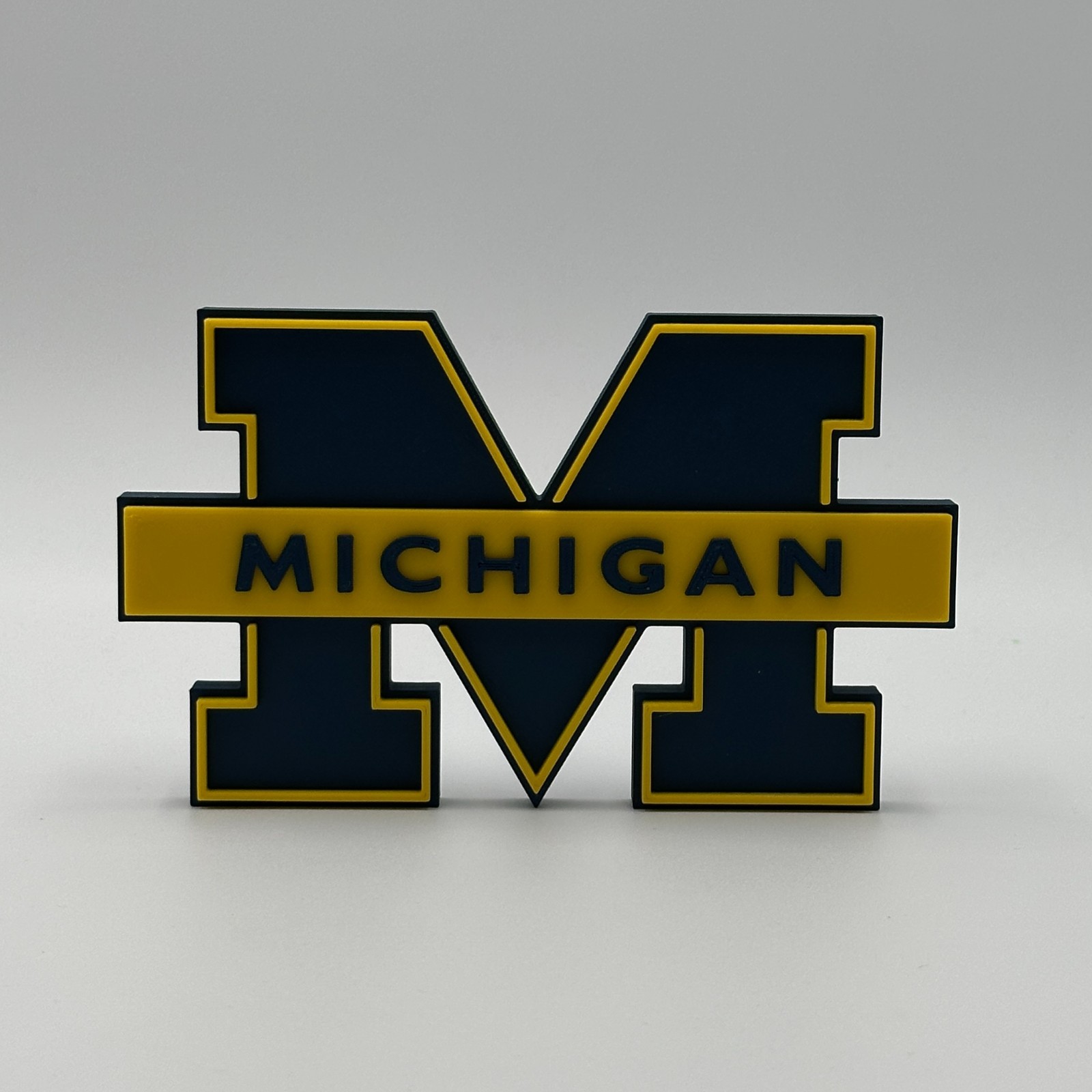 Michigan Wolverines University Of M 3D Block M Logo Desk Sign Plaque Fan Decor