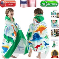 Large Dinosaur Hooded Bath Towel for Kids, Ages 3-10, 100 Cotton  Cute Design