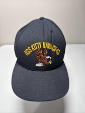 Vintage USS Kitty Hawk CV-63 Navy Command Caps Blue Snapback Hat Made In USA