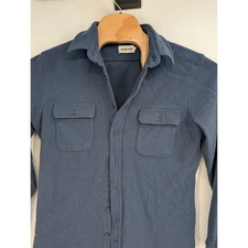 Men's Taylor Stitch Leeward Shirt Wool Blend Shirt Blue Long Sleeve Button sz 42