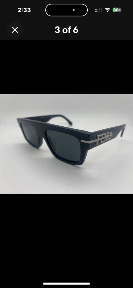 全新 FENDI FE40091U 90A 蓝色飞行员太阳镜 54-19-145 毫米 带全套 — 第 3/4 张图片